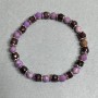 Bransoletka z fosfosyderytu i granatu, fasetowane kuleczki, średnica 5 mm ± i 6 mm ±, z metalowymi wstawkami, długość 18 cm ±, elastyczna