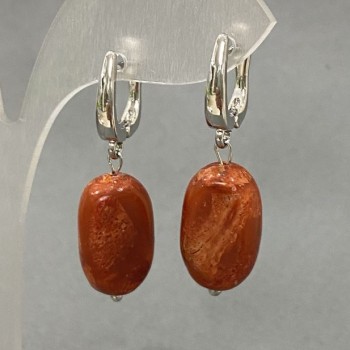 Kolczyki z koralu gąbczastego, owalne, 18×11 mm, długość 35 mm ±