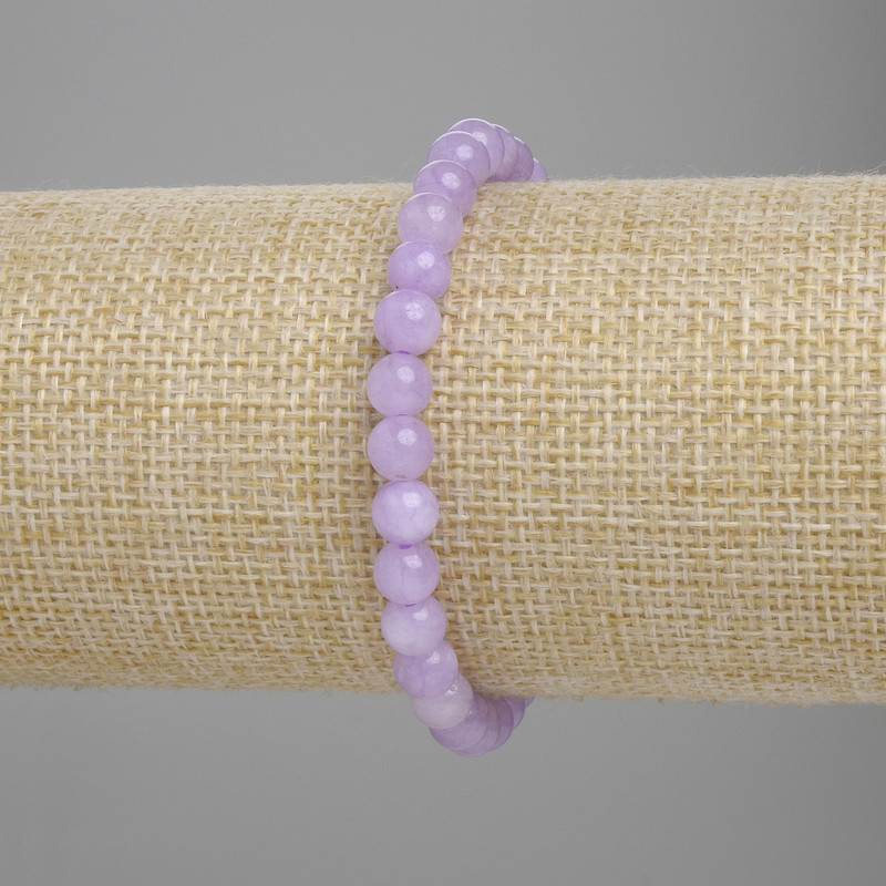 Bransoletka z kunzytu – gładkie kulki, średnica 6 mm ±, długość 18 cm ±, elastyczna