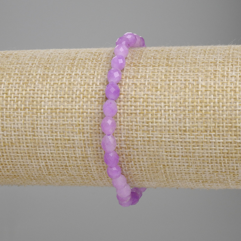Bransoletka z lawendowego ametystu, fasetowane koraliki o średnicy 6×5 mm, długość 18 cm, na elastycznej gumce