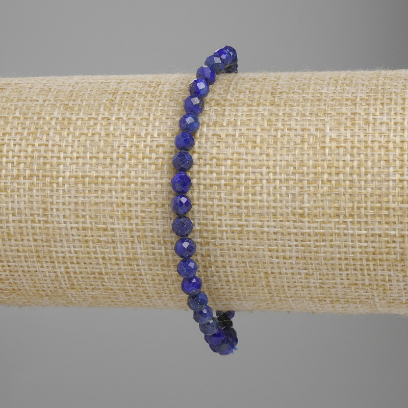 Bransoletka z lazurytu – fasetowane kuleczki, średnica 4 mm ±, długość 18 cm ±, na elastycznej gumce