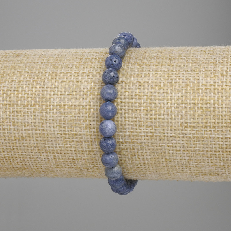 Bransoletka z koralu gąbkowego, gładkie kuleczki, średnica 6 mm ±, długość 18 cm ±, na elastycznej gumce