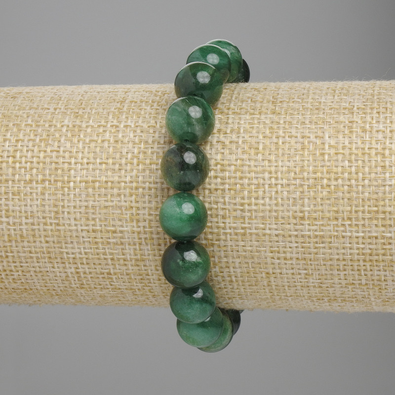 Bransoletka ze szmaragdu — gładkie kulki, średnica 10 mm, długość 18 cm, elastyczna