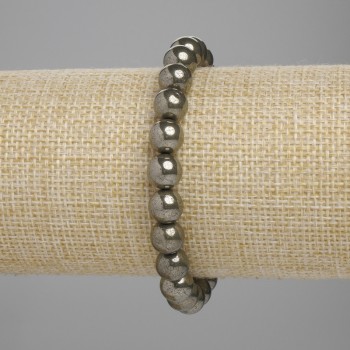Bransoletka z pirytu, gładkie kulki, średnica 8 mm ±, długość 18 cm ±, elastyczna