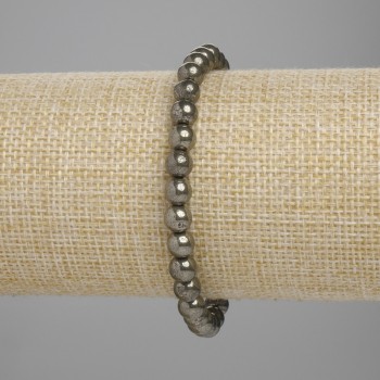 Bransoletka z pirytu — gładkie kuleczki, średnica 6 mm, długość 18 cm, elastyczna