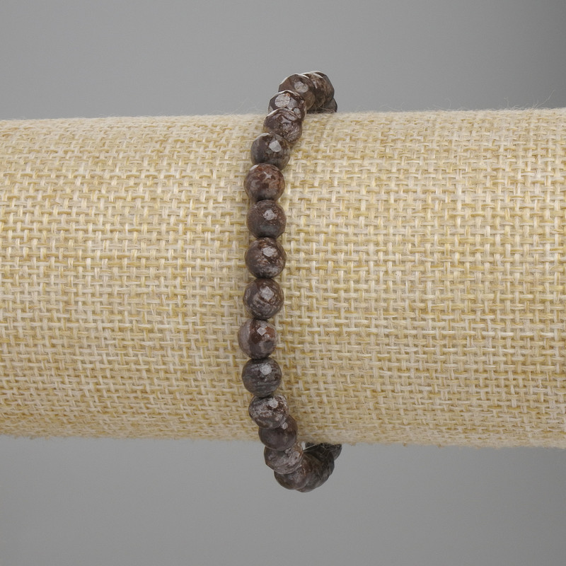 Bransoletka z kawowego jaspisu, fasetowane kulki, średnica 6 mm, długość 18 cm, elastyczna