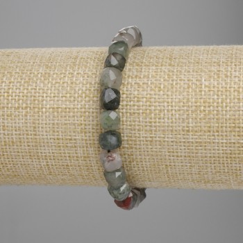 Bransoletka z czerwonej jaspisu, fasetowane kostki 7×7 mm, długość 18 cm, elastyczna