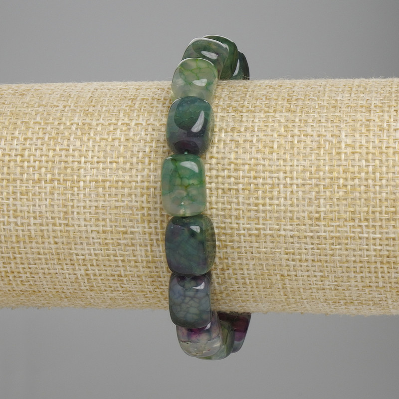 Bransoletka z agatu – kostki 11–13 mm, 5×8 mm, 5–9 mm ±, długość 18 cm ±, elastyczna