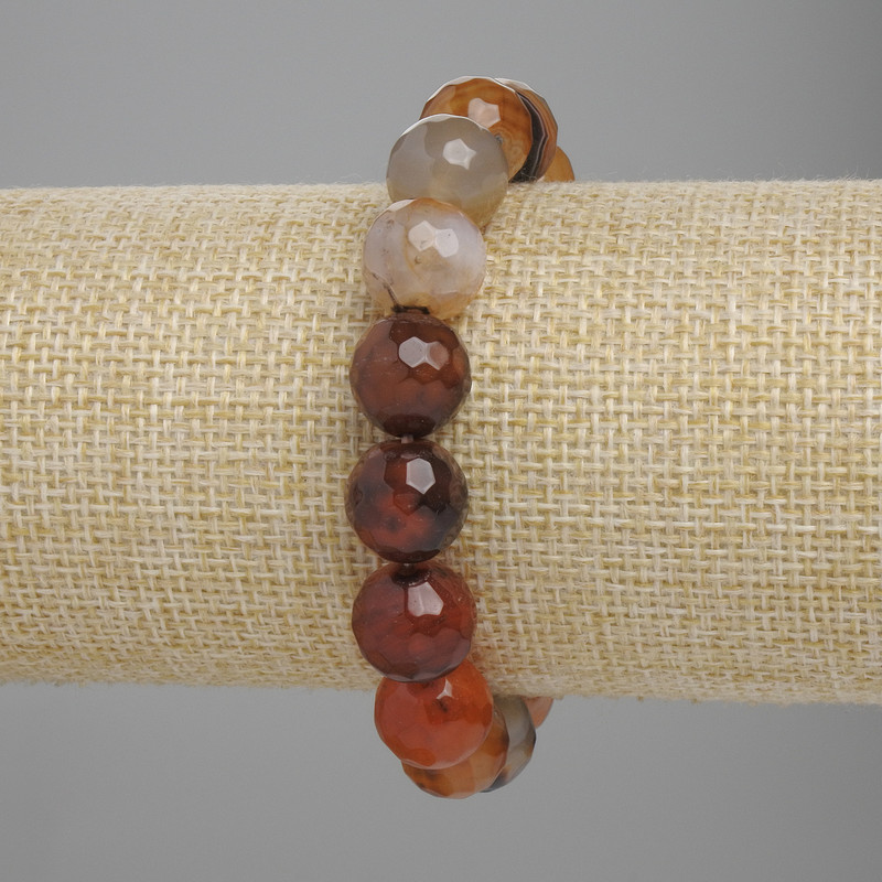 Bransoletka z agatą fasetowaną kuleczką, średnica 12 mm+-, długość 18 cm+- elastyczna