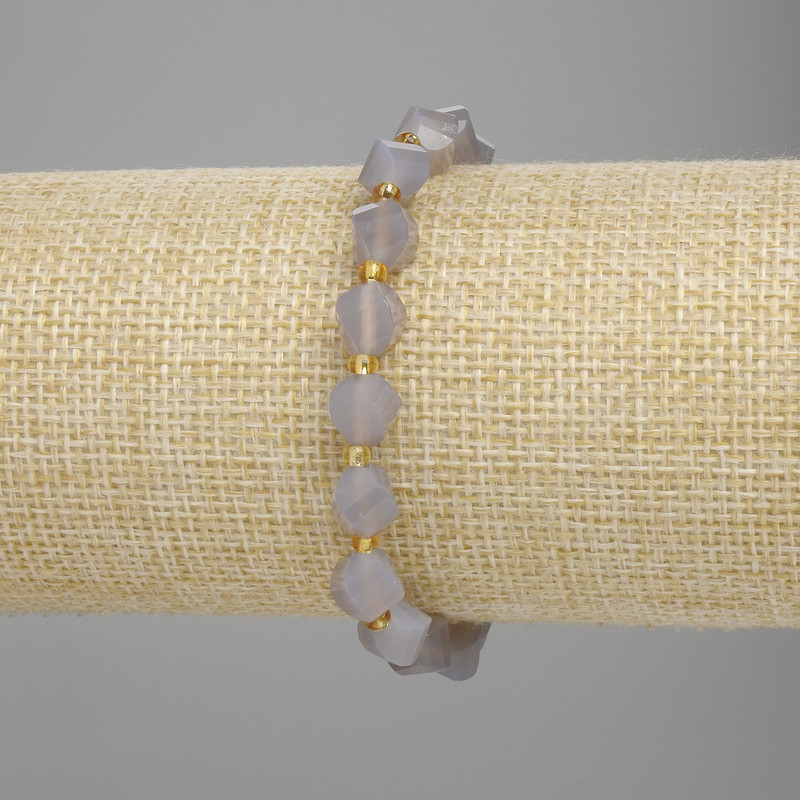 Bransoletka z dymnego agatu, fasetowany romb, średnica 8×7 mm, długość 18 cm, na elastycznej gumce
