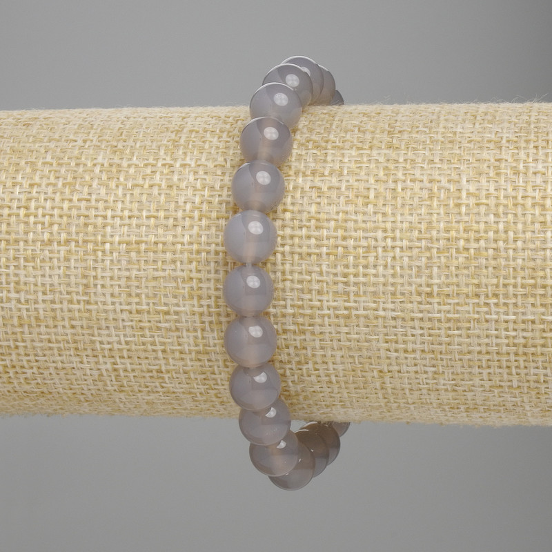 Bransoletka z dymnego agatu, gładkie kuleczki o średnicy 8 mm ±, długość 18 cm ±, na elastycznej bazie