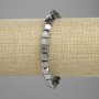 Bransoletka hematyt w formie fasetowanych wielobocznych brył, 5×5 mm, kolor srebrny, długość 18 cm, elastyczna