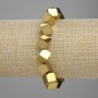 Bransoletka z hematitu, kostka z otworem poprzecznym 8×8 mm, kolor złocisty, długość 18 cm, elastyczna