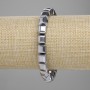 Bransoletka z hematytu w kształcie kubików, 8×8 mm, kolor srebrny, długość ok. 18 cm, elastyczna