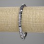Bransoletka z fasetowanego hematytu, koraliki w kształcie rondeli o średnicy 6×2 mm ±, kolor srebrny, długość około 18 cm, na elastycznej gumce