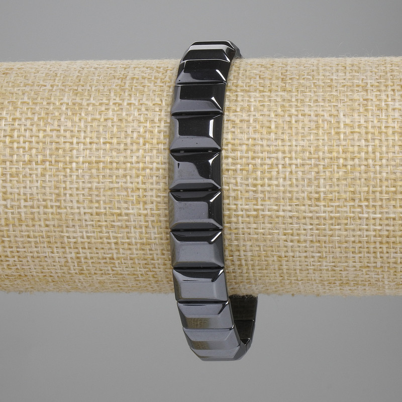 Bransoletka z hematytu szlifowanego, szlifowane ogniwo 11×8 mm ±, długość 18 cm ±, na elastycznej gumce