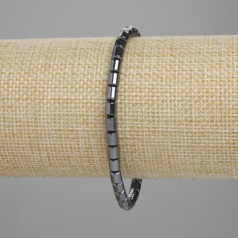 Bransoletka hematyt cylindryczna 5×4 mm, długość 18 cm, na gumce