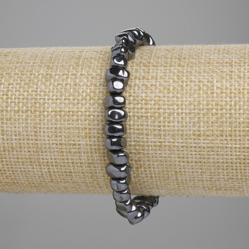 Bransoletka hematytu fasetowana 6-8 mm, 5×4-4, 5 mm ±, długość 18 cm ±, elastyczna