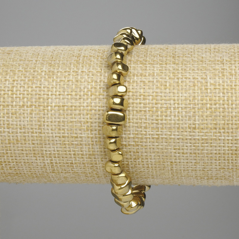 Bransoletka z hematitu galetowego 6–8 mm, 5×4-4, 5 mm, kolor złoty, długość 18 cm, na elastycznej gumce