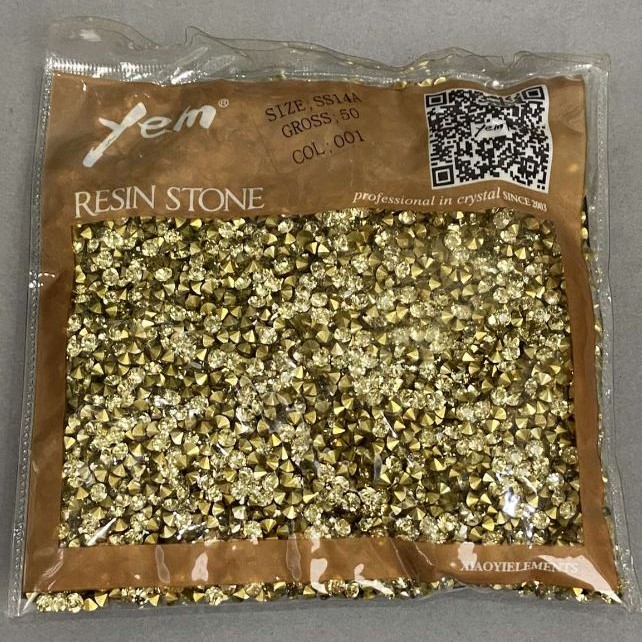 Kryształy strassowe żółte, średnica 4 mm, opakowanie 75 g (±)