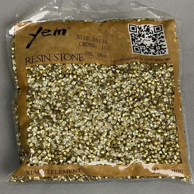 Żółte kryształy strassowe, średnica 3 mm ±, opakowanie 110 g (±)