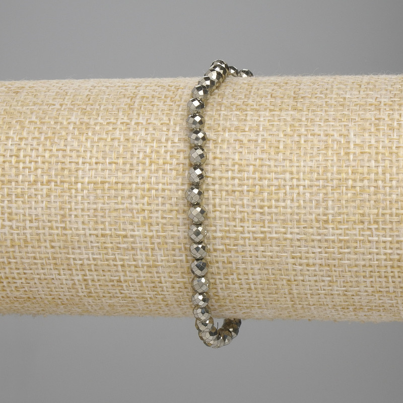 Bransoletka z pirytu fasetowanego, kuleczki 4 mm, długość 18 cm ±, elastyczna