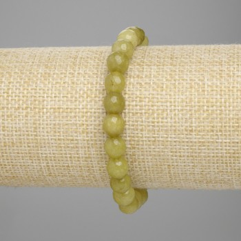 Bransoletka z chryzolitu (olwin) - fasetowane kuleczki, średnica około 7,5 mm, długość 18 cm, elastyczna żyłka