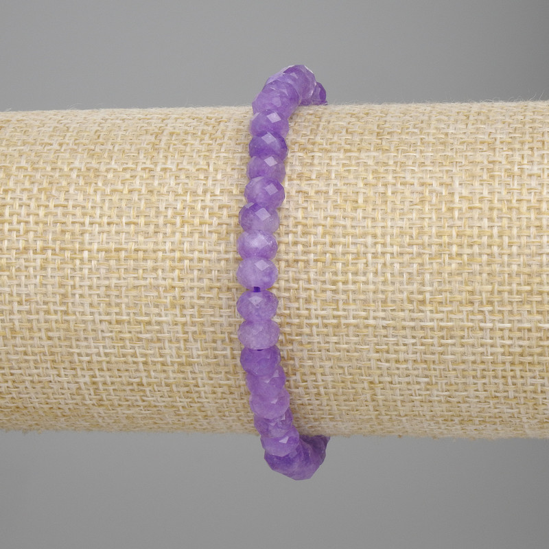 Bransoletka z fasetowanego ametystu, koraliki w kształcie rondelków, średnica 6×4 mm, długość 18 cm, elastyczna