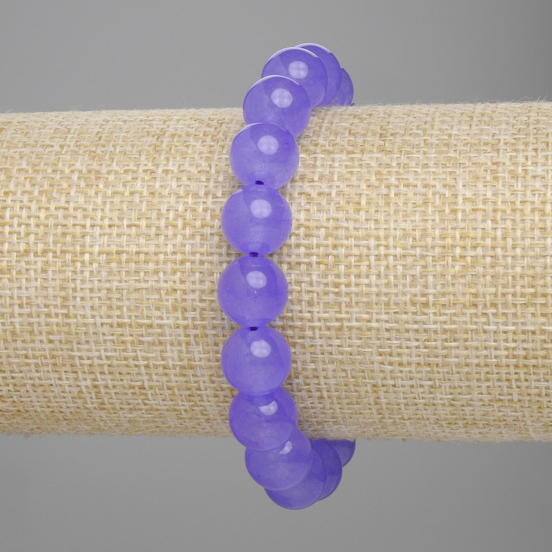 Bransoletka z lawendowego ametystu, gładkie kuleczki o średnicy 10 mm ±, długość 18 cm ±, na elastycznej gumce