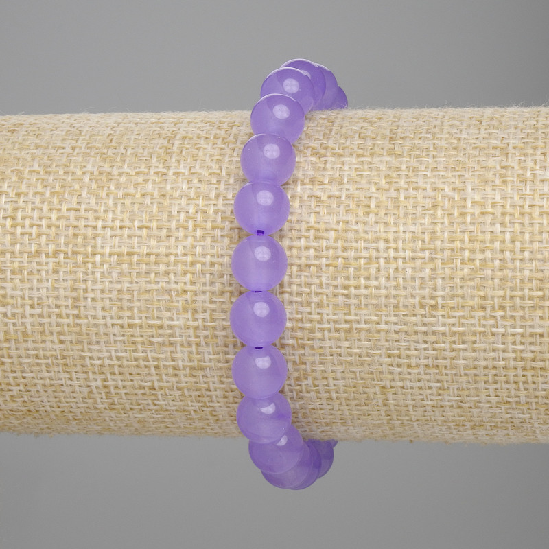 Bransoletka z lawendowego ametystu, gładka kulka, średnica 8 mm, długość 18 cm, elastyczna