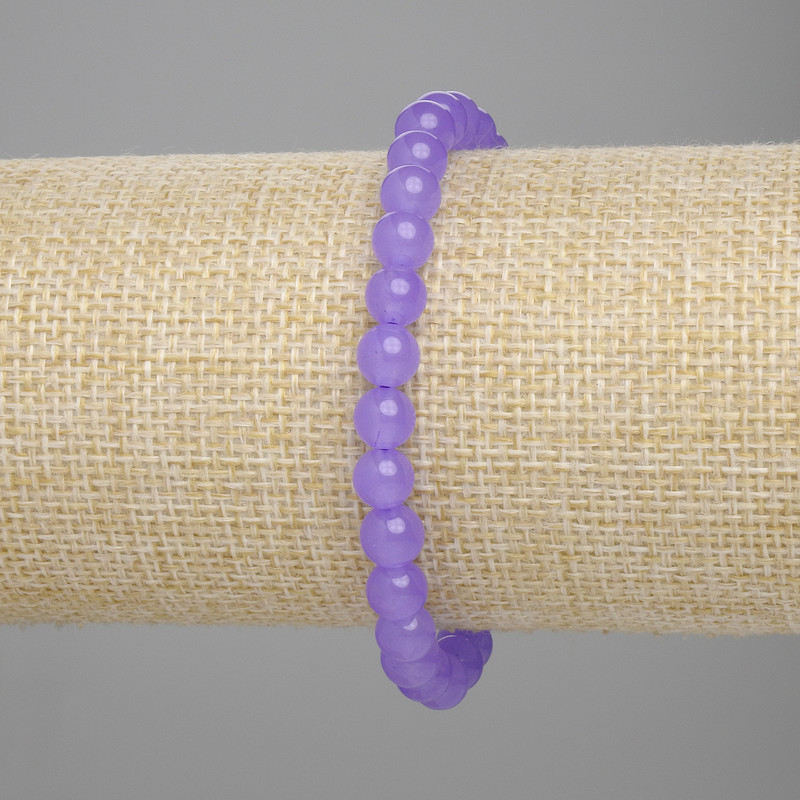 Bransoletka z lawendowego ametystu, gładkie kuleczki, średnica 6 mm, długość ok. 18 cm, elastyczna