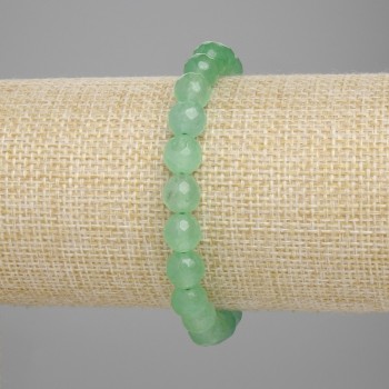Bransoletka z nefrytu, fasetowane kuleczki, średnica 8 mm, długość 18 cm, elastyczna