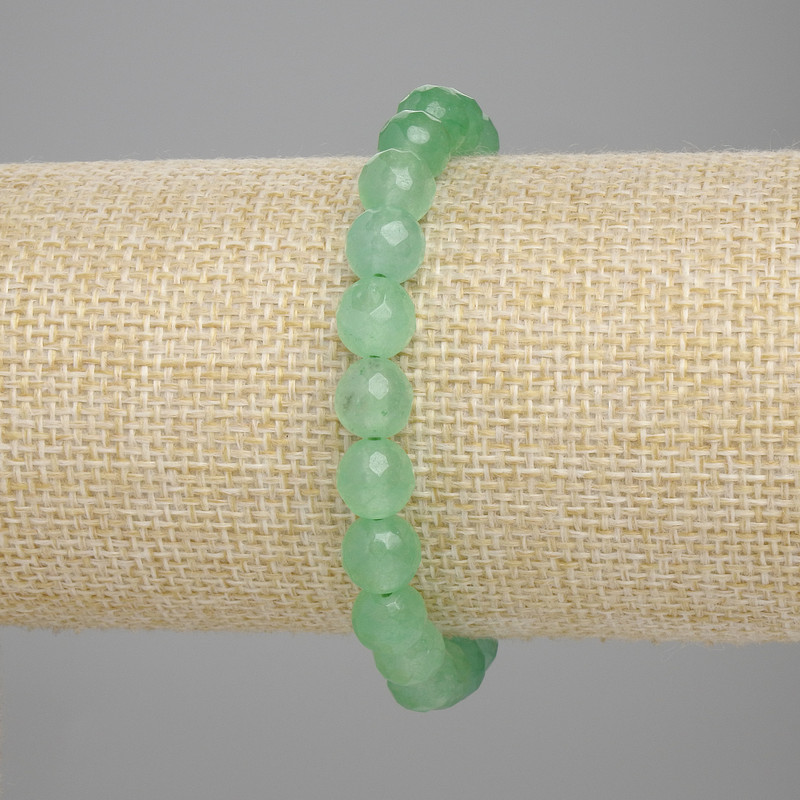 Bransoletka z nefrytu, fasetowane kuleczki, średnica 8 mm, długość 18 cm, elastyczna