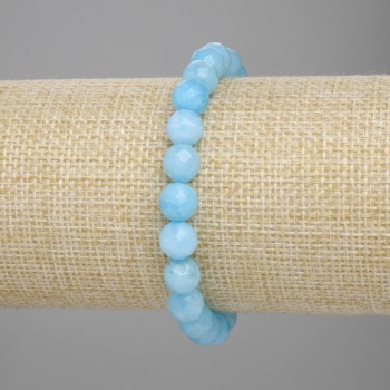 Bransoletka z akwamaryną – fasetowane kuleczki, średnica 8 mm, długość 18 cm, elastyczna
