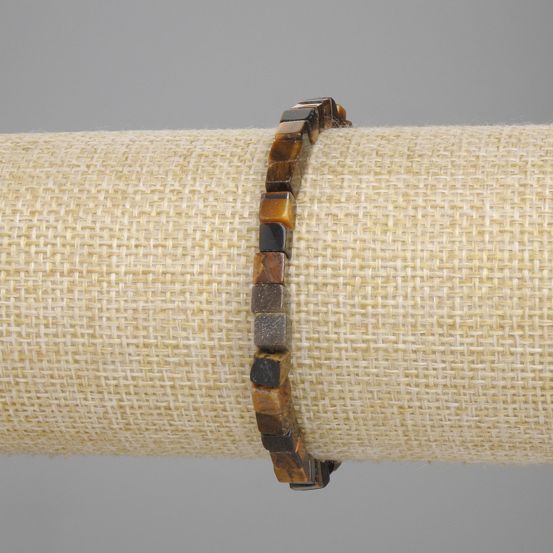 Bransoletka z tygrysiego oka – kostki 5x5 mm, długość 18 cm, elastyczna