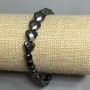 Bransoleta z hematitu — kostka 5×5 mm ±, fasetowane serce 10 mm ±, długość 18 cm ±, elastyczna