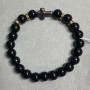 Bransoleta agatowa z gładką kuleczką 8 mm +- hematyt krzyż 14x10 mm +- z metalowymi wstawkami, długość 18 cm +- elastyczna