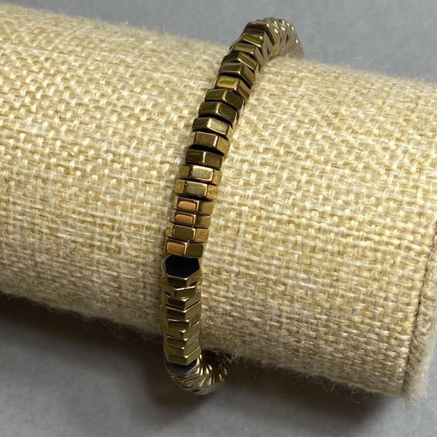 Bransoletka hematyt fasetowany rondel 6×2 mm, długość 18 cm, elastyczna