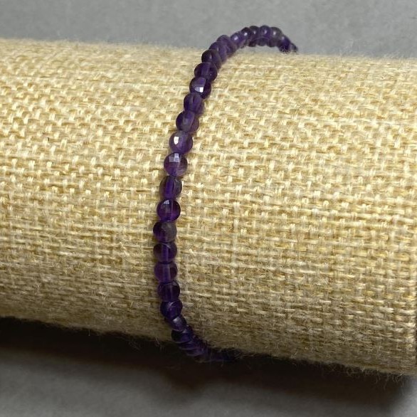 Bransoletka z ametystu fasetowanego – monetki 3,5 mm, długość 18 cm, elastyczna