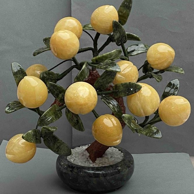 Pamiątka dekoracyjne drzewo z naturalnego kamienia onyks marmur nefryt 40 mm ± elastyczne ~, długość 25 cm+