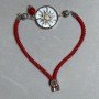 Bransoleta tekstylna, średnica 5,5 mm ±, regulowana, z metalową wstawką, średnica 24 mm ±, metal srebrzysty