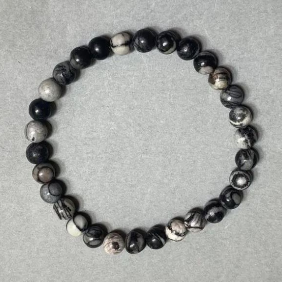 Bransoletka z jaspisu, gładkie kuleczki 6 mm ±, długość 18 cm ±, elastyczna