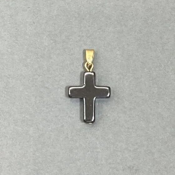 Wisiorek hematyt w kształcie krzyża 25×14 mm+