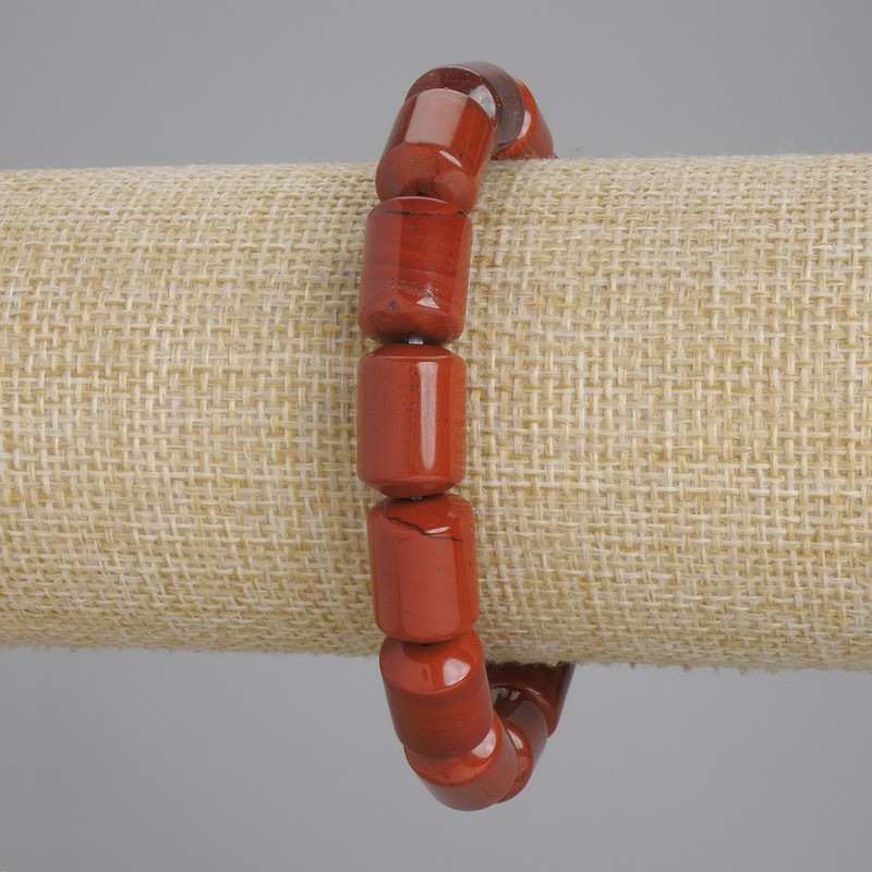 Bransoletka z czerwonego jaspisu, cylindryczna, średnica 14×10 mm, długość 18 cm, na elastycznej gumce