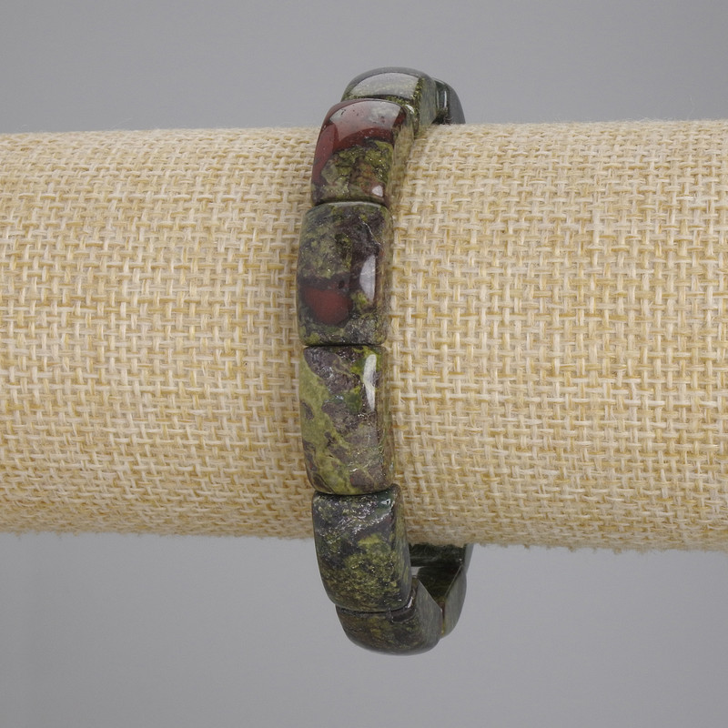 Bransoletka z jaspisu „Krew Smoka”, gładkie ogniwo, średnica 16,5×10 mm, długość 18 cm, elastyczna
