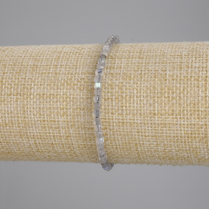 Bransoletka z labradorytu fasetowanego – kostki 3×3 mm, długość 18 cm, elastyczna