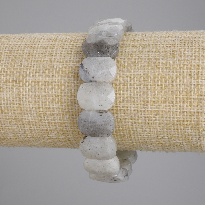 Bransoletka z labradorytu, fasetowane ogniwo, średnica 15×11 mm, długość 18 cm, elastyczna