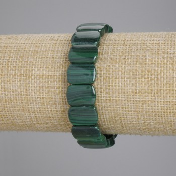 Bransoleta z malachitu — gładkie ogniwo, średnica 14×10 mm, długość 18 cm, elastyczna