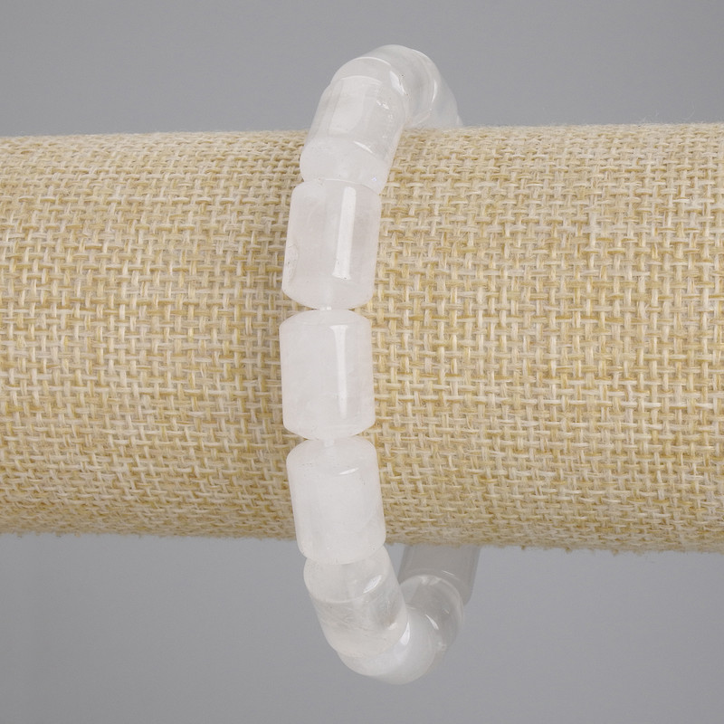 Bransoletka z górskiego kryształu w formie cylindrów, średnica 14×10 mm, długość 18 cm ±, elastyczna