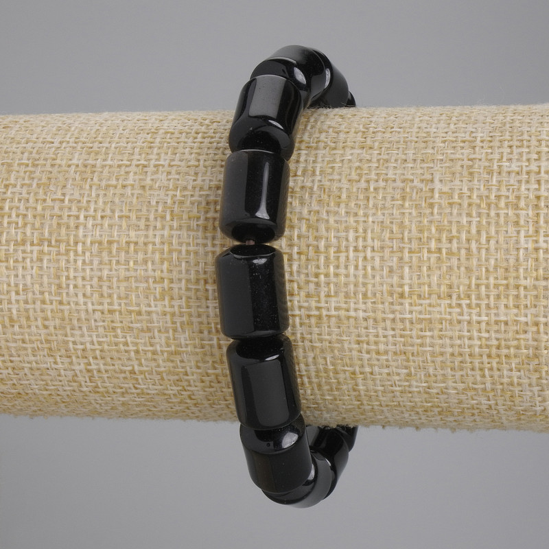 Bransoletka z cylindrycznych koralików agatu, średnica 14×10 mm, długość 18 cm, elastyczna